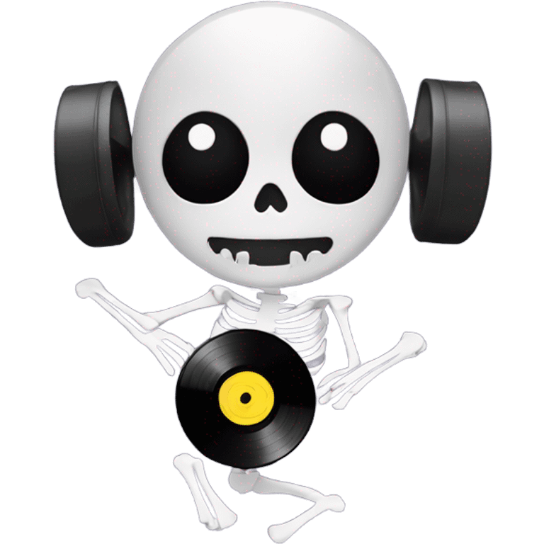 Skeleton with ears holding a vinyl record  emoji