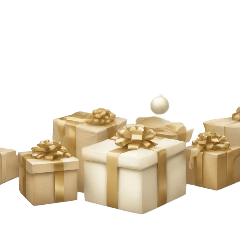 Light beige Christmas gifts under a white Christmas tree  emoji