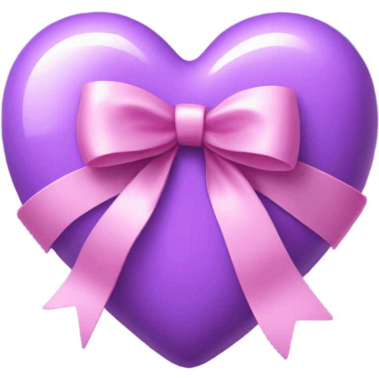 a violet heart wrapped by apink bow emoji