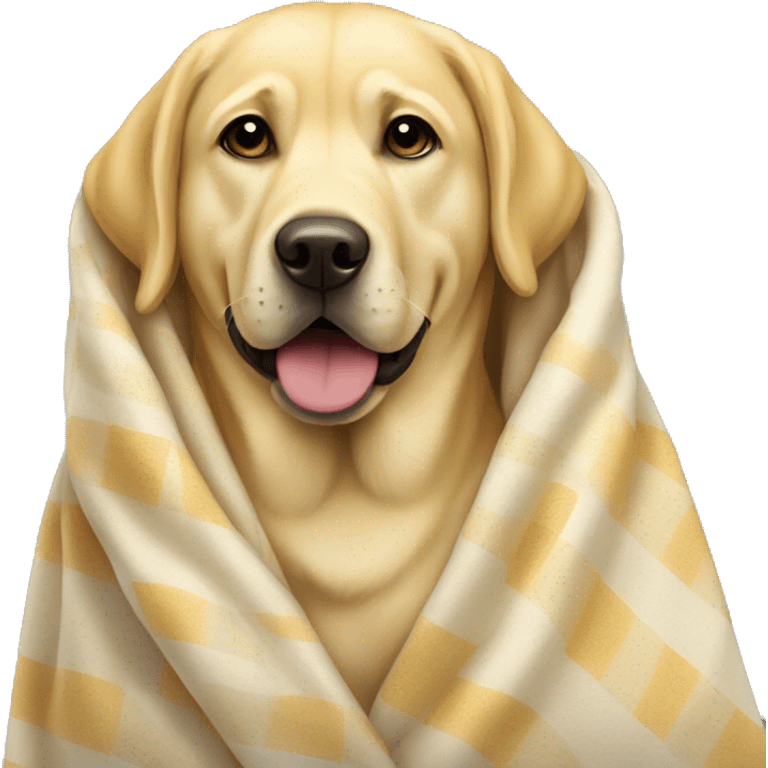 Yellow lab dog wrapped in a blanket emoji