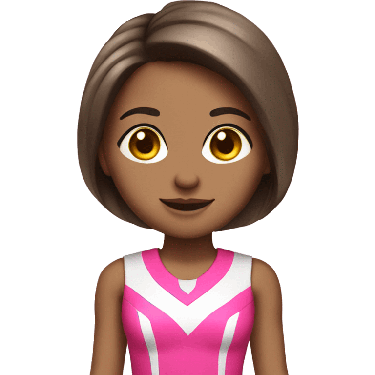 Brunette straight hair cheerleader in pink, julp emoji