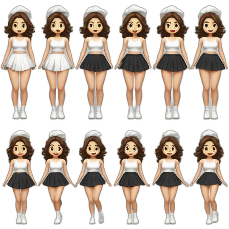 full-body-caucasian-curvy-beauty-jumping-short-black-skirt-back-and-front-views-strong-wind-white-knickers-long-white-socks emoji