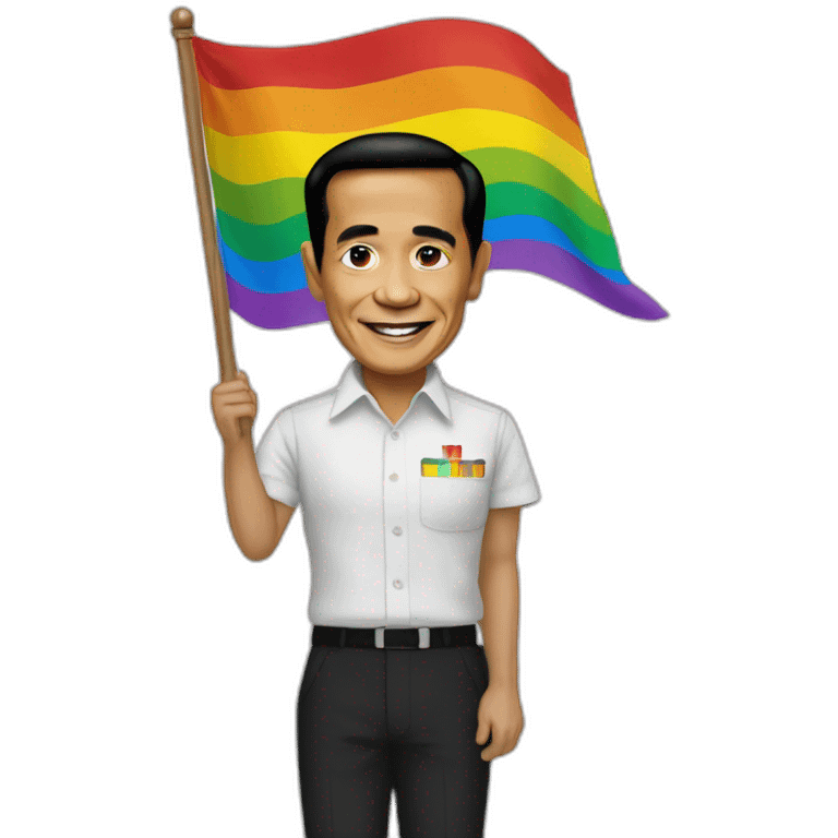 president Jokowi hold lgbtq queer flag emoji