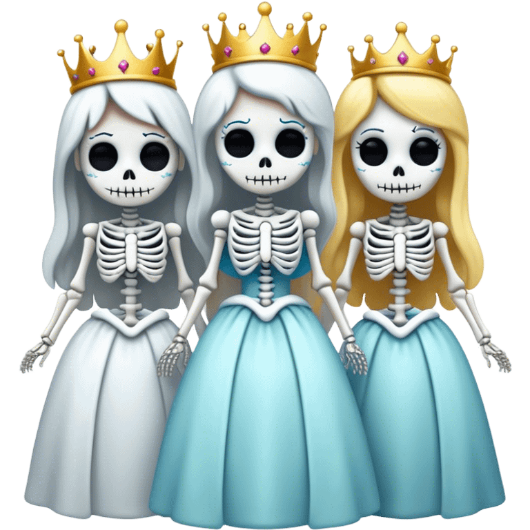 Three skeleton princesses emoji