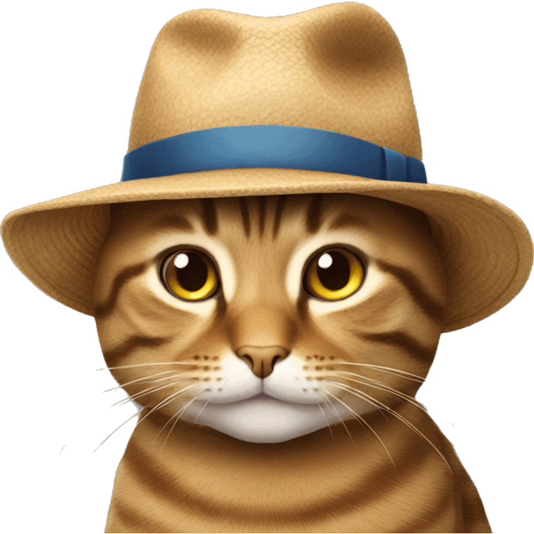 Tabby cat with a hat emoji