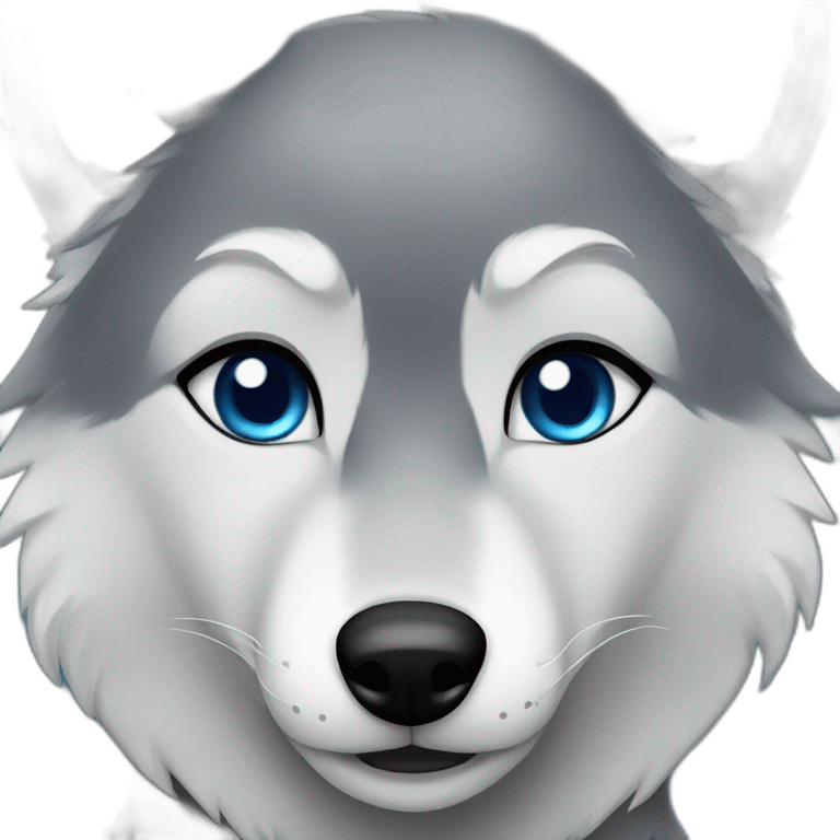 Female grey wolf blue eyes emoji