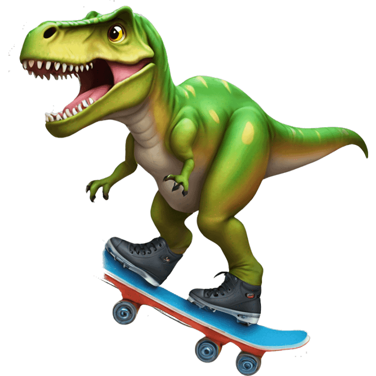 T rex wearing skates emoji