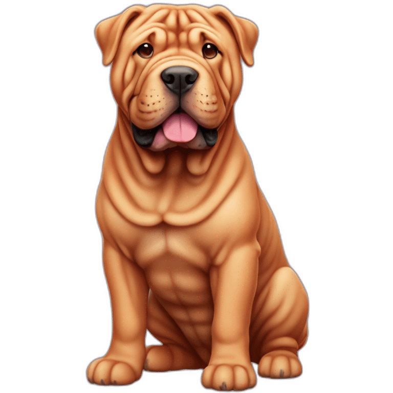 Red Shar-pei dog with pink nose, full body emoji