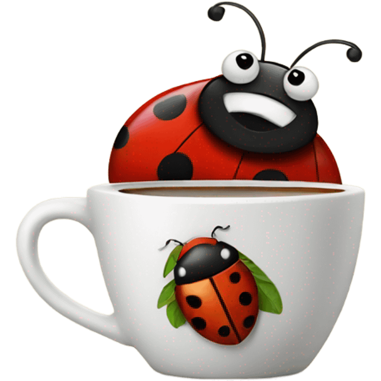 Ladybug holding a coffee emoji