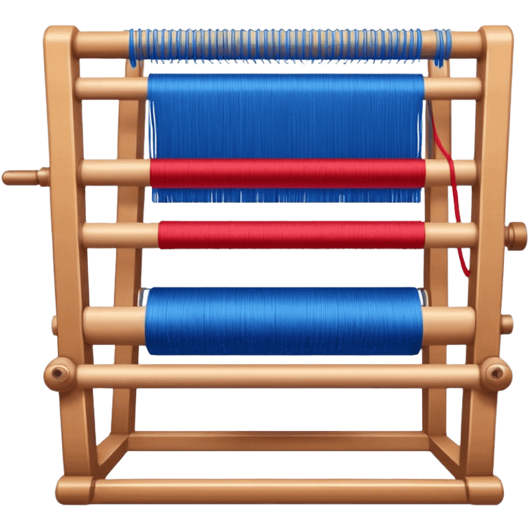 Carpet weaving icon, weaving loom, colorful threads, woven carpet design, intricate patterns, minimalistic style, clean lines, transparent background. emoji