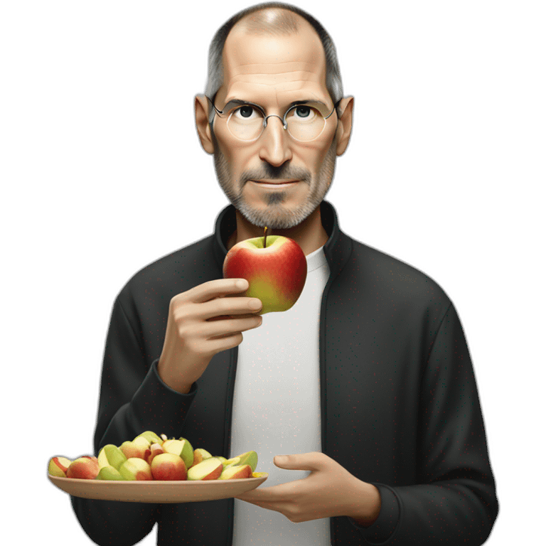 Steve Jobs eating an apple emoji