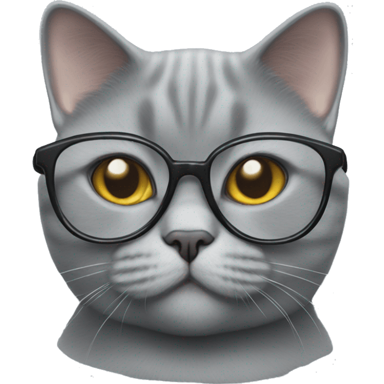 British blue shorthair cat with glasses emoji