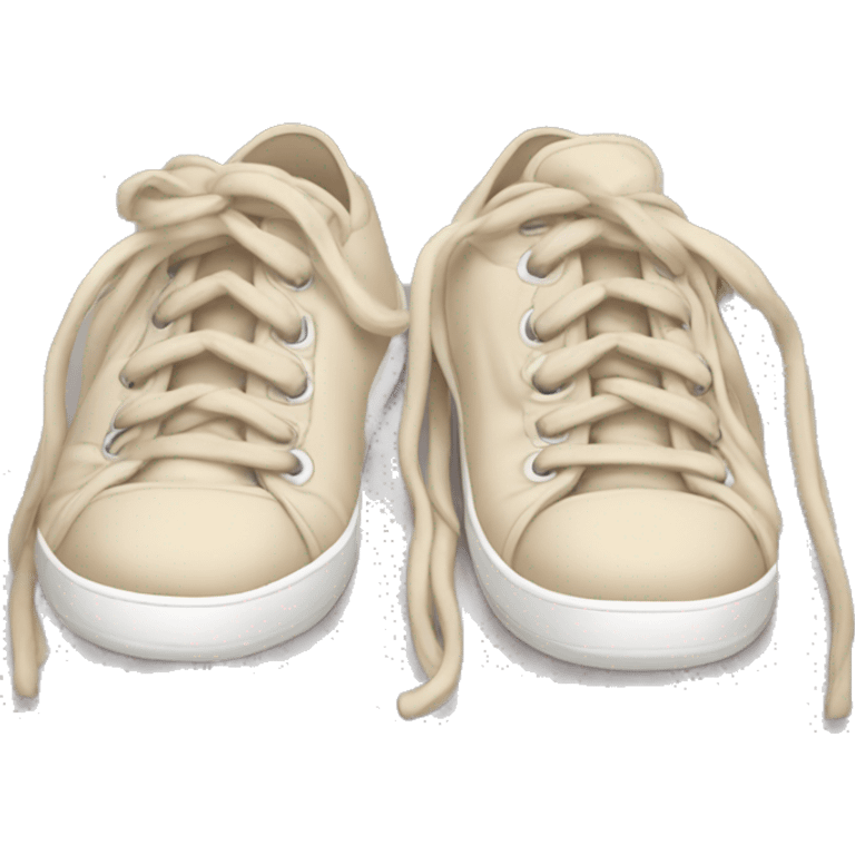 cozy beige sneakers with untied laces emoji