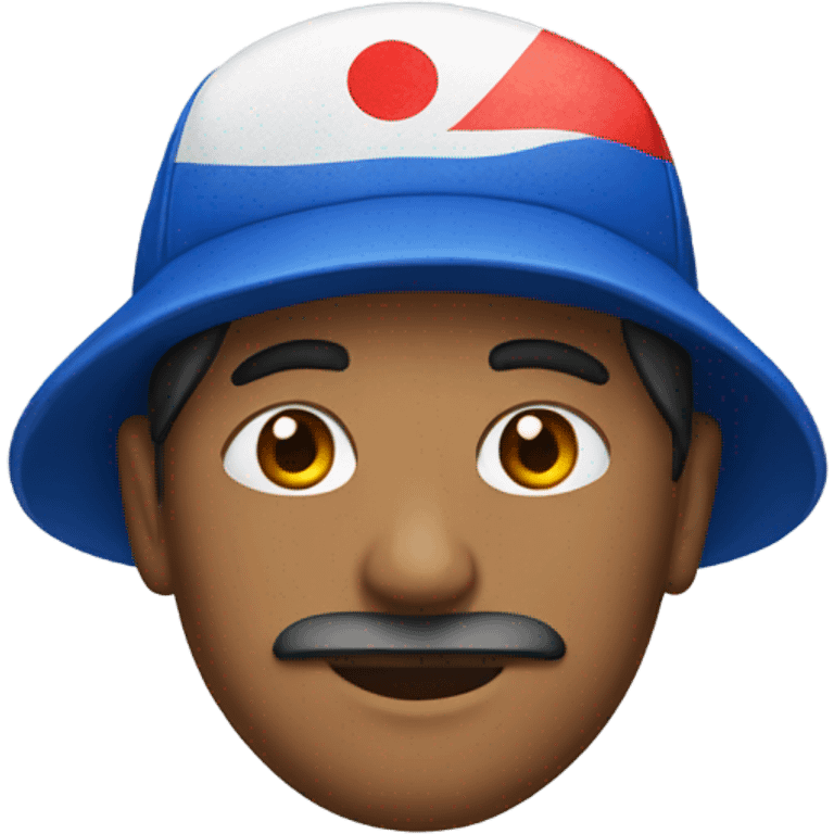 Indian man with blue baseball hat with Japanese flag emoji