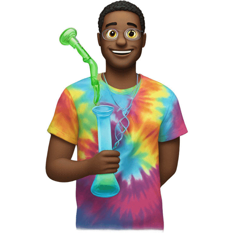 Guy holding tie dye Bong  emoji