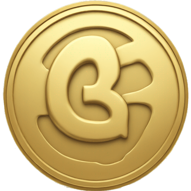 Gold coin depicting the letter iQ emoji