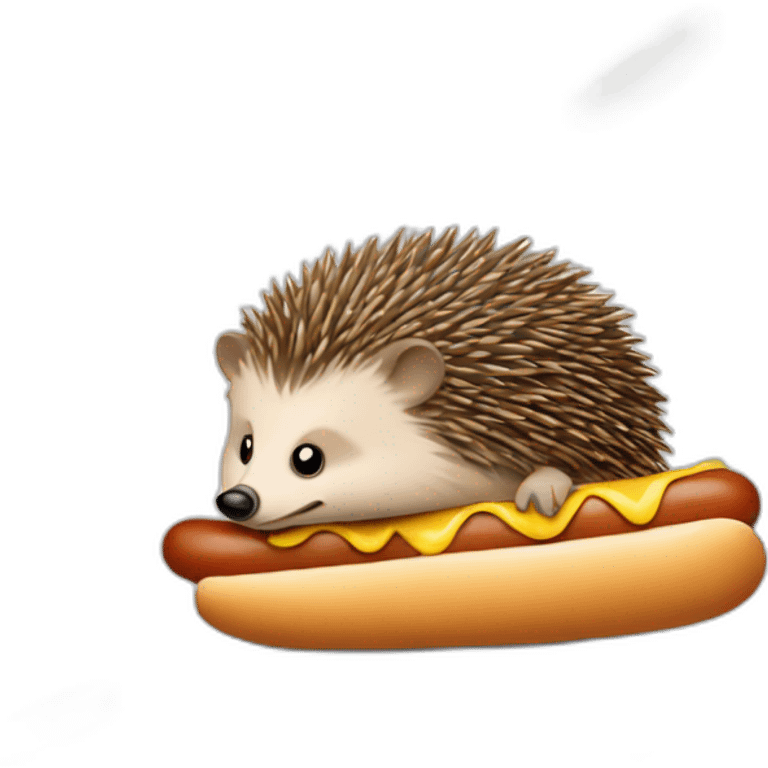 Hedgehog eating hot-dog emoji