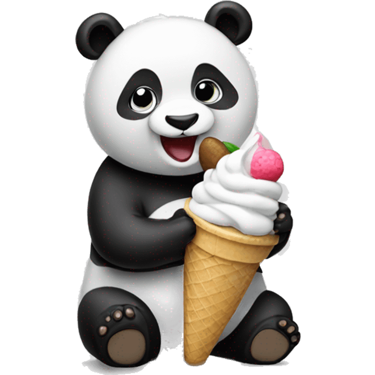 Panda eating ice cream emoji