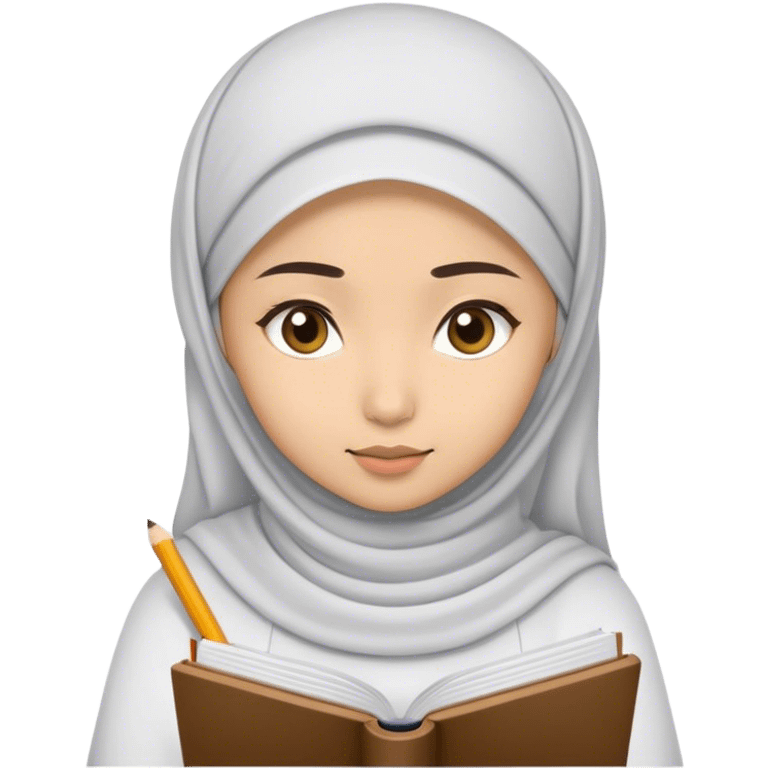 a white young asian muslim woman studying  emoji