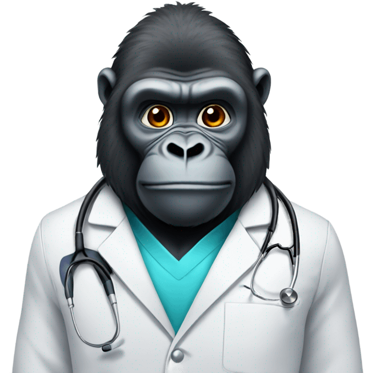 gorilla wearing a lab coat with a stethoscope  emoji