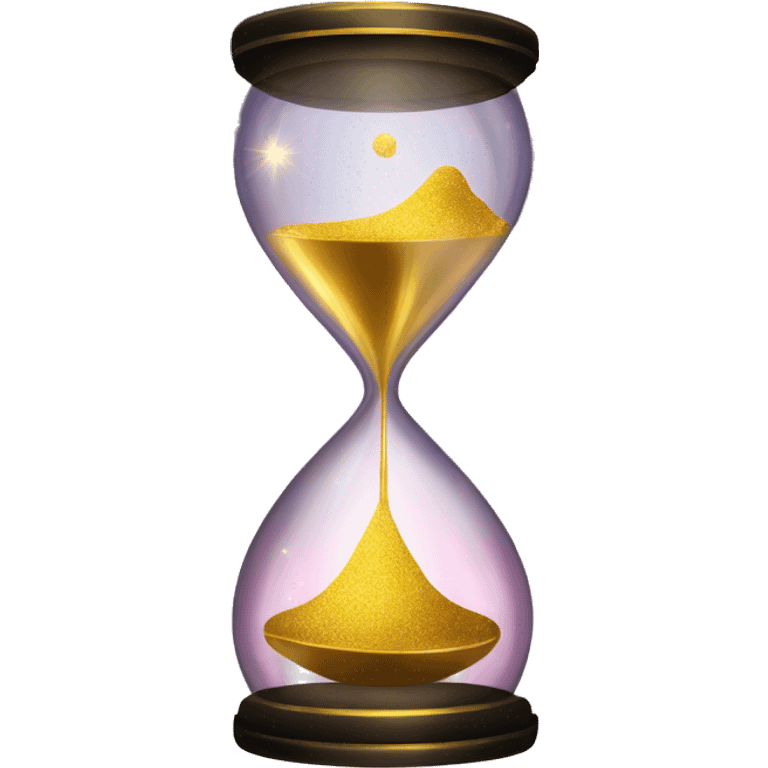 Gilded sparkling shimmering hourglass with nebula galaxy golden gold melting inside emoji