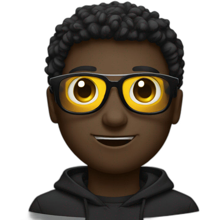 Black sunglasses Funny expression. Wear a black sweatshirt emoji