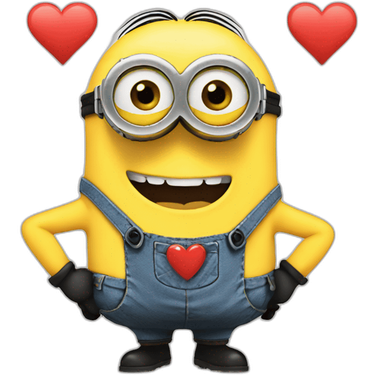 minion shows a heart with his hands emoji