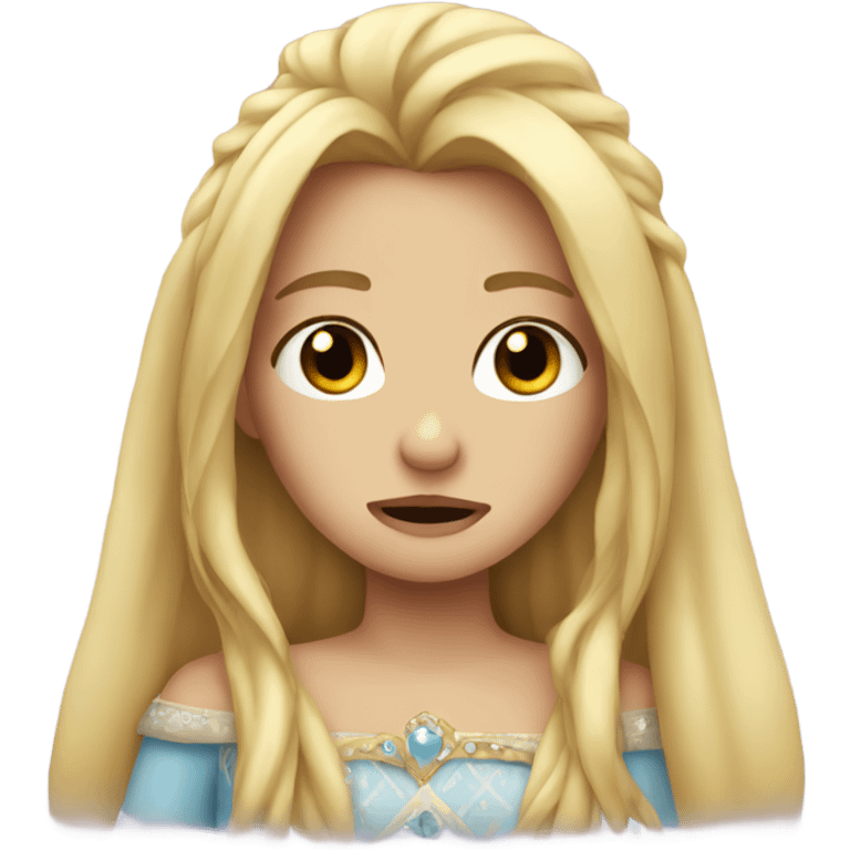 Crying princess with long blonde hair emoji