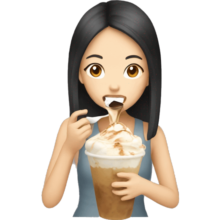 asian girl eating affogato emoji