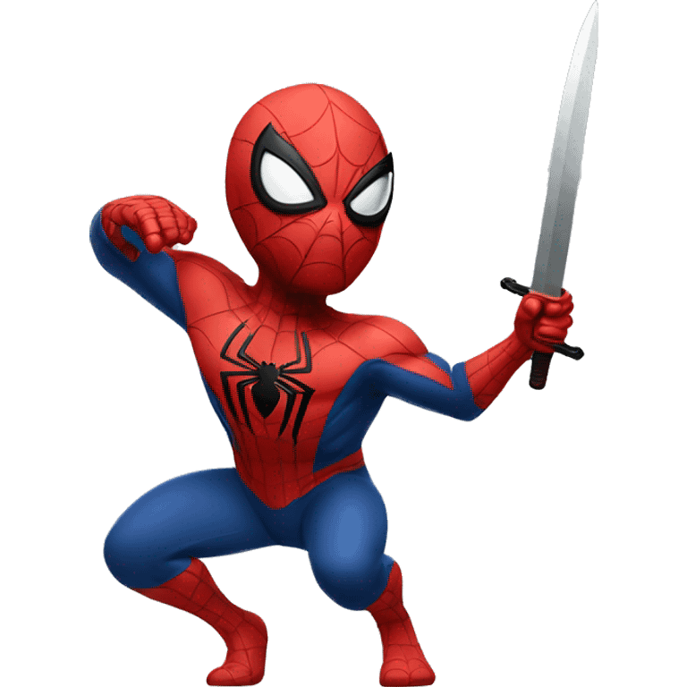 Spider-man with a sword in a slicing pose emoji