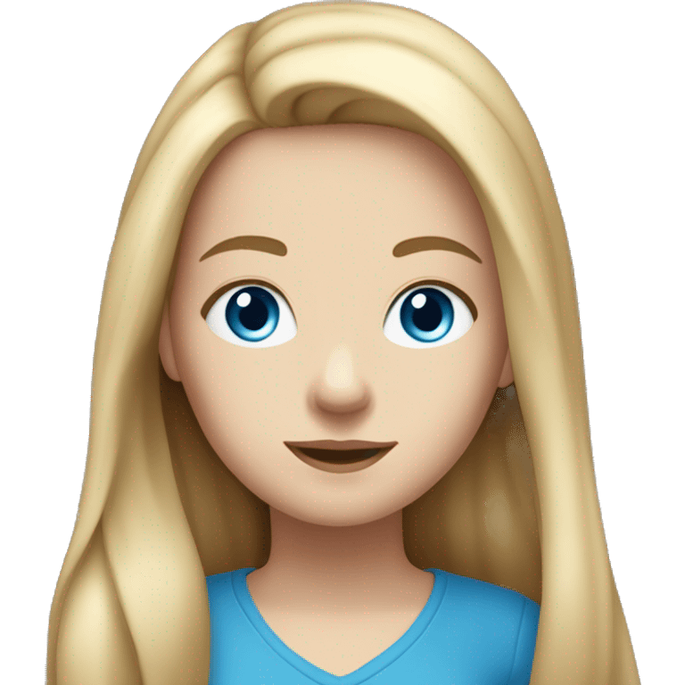 white girl with blue eyes and brown long hair that is blonde at the bottem age 10 emoji