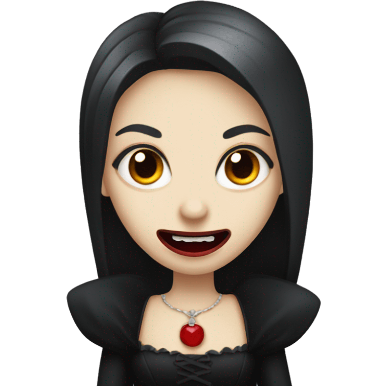 vampire with black dress and blood on teeth emoji