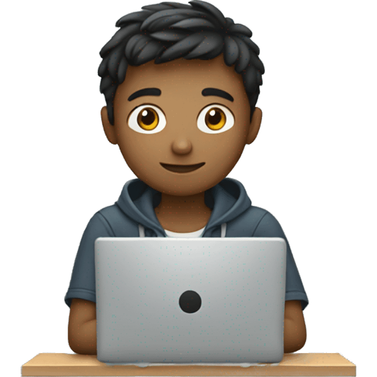 a boy working on his laptop emoji