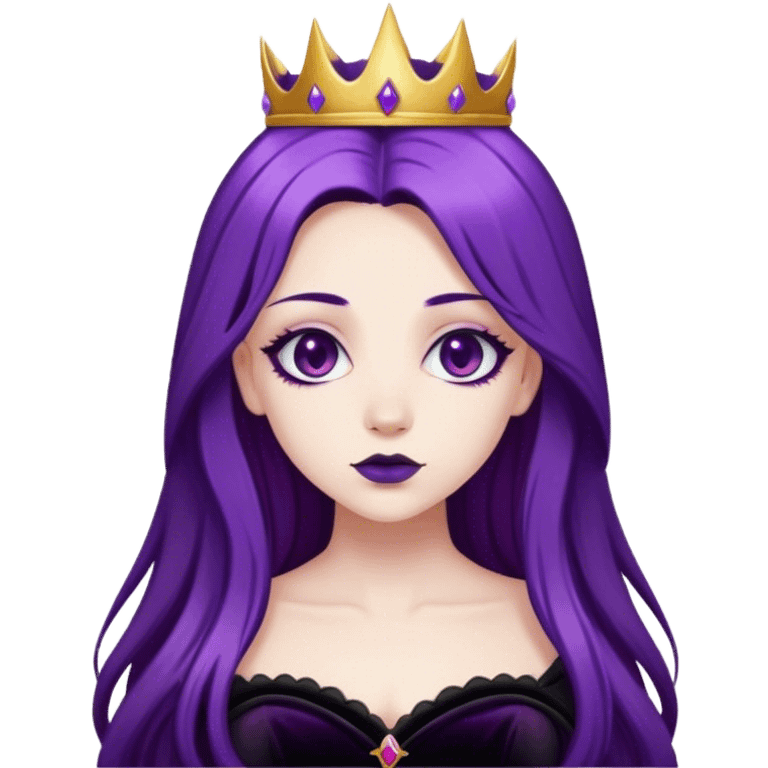 A gothic princess with long purple hair, in a black velvet dress emoji