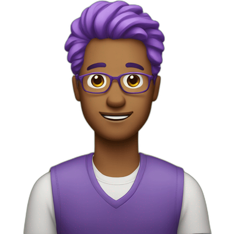 A man dogsitter with purple hair emoji