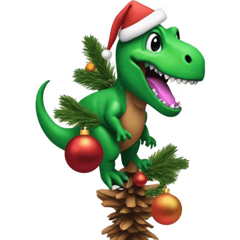 Trex on top of a Christmas tree emoji