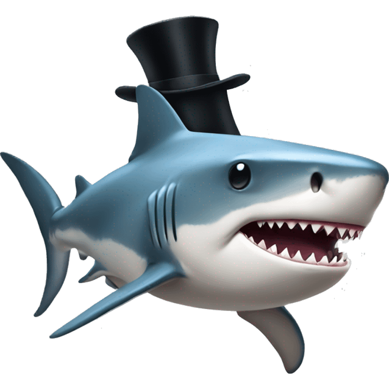 Shark with a top hat emoji