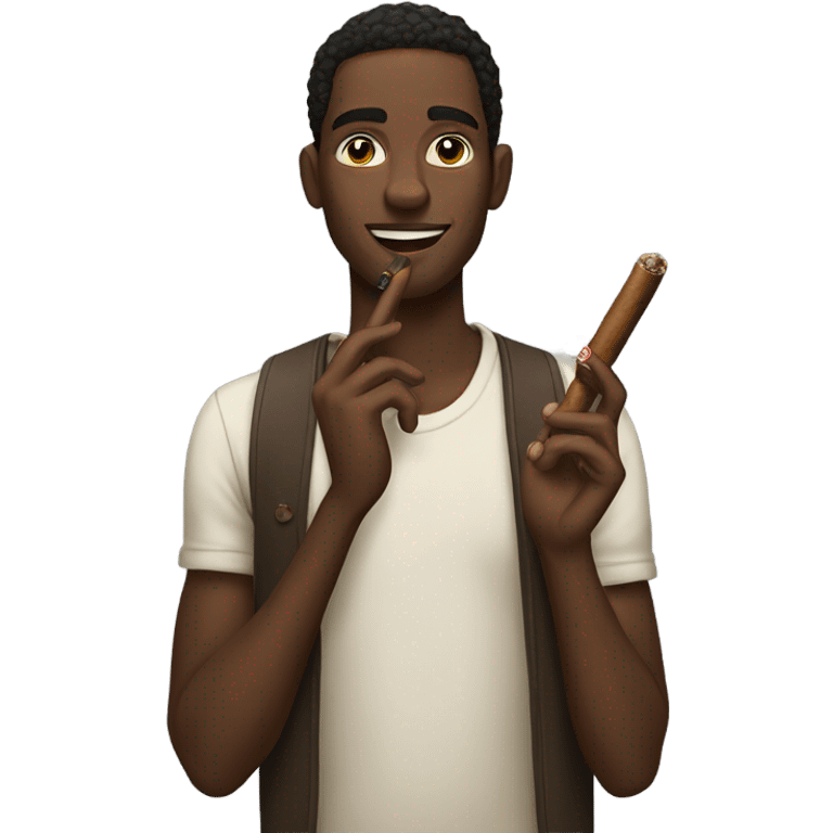 Young black man smoking cigar emoji