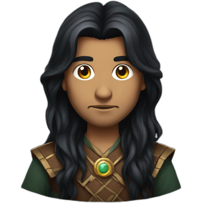 Long dark hair Indian dungeon master emoji