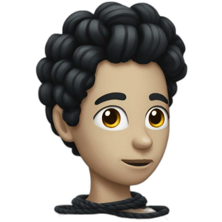 rope alien black hair emoji