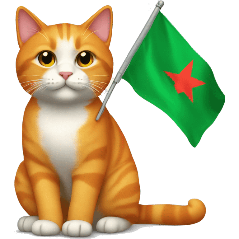 Orange cat with flag Tatarstan in hands  emoji