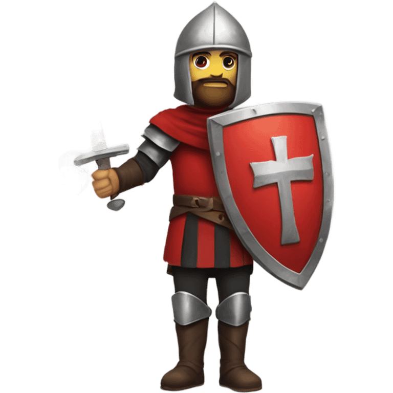 make an emoji like this 🧙🏻‍♂ but instead the guy without a beard and also wearing "Crusaders" clothing and a helmet plus with a sword and shield
make sure there is the Crusaders flag on the armour  from the First Crusade 
 emoji