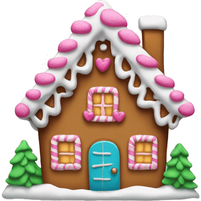 Gingerbread house with a pink bow  emoji