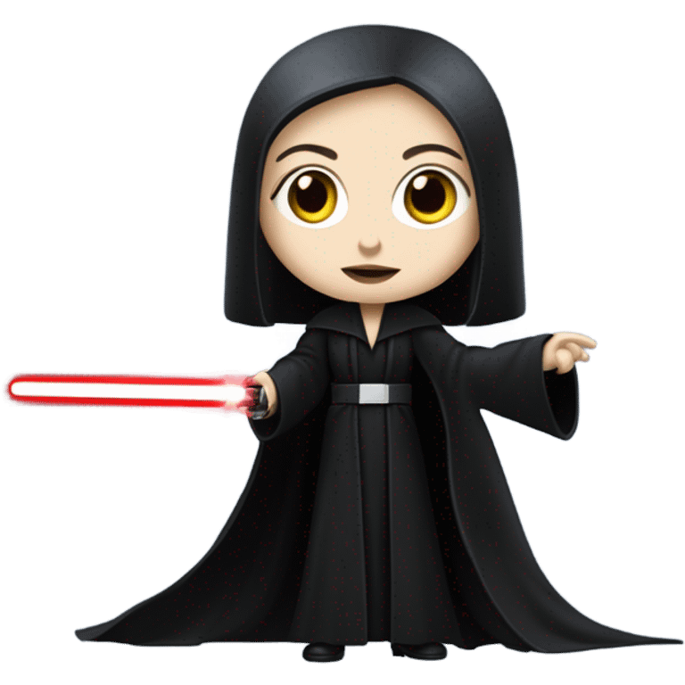 Jedi teen Morticia Addams flying on a red imperial patrol speeder  emoji