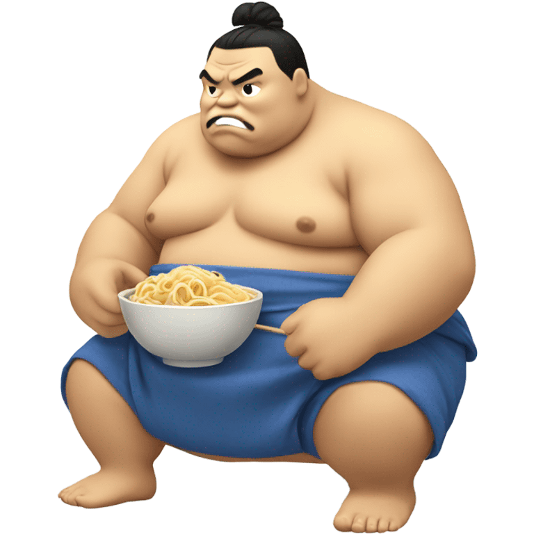 Sumo wrestler eating noodles emoji