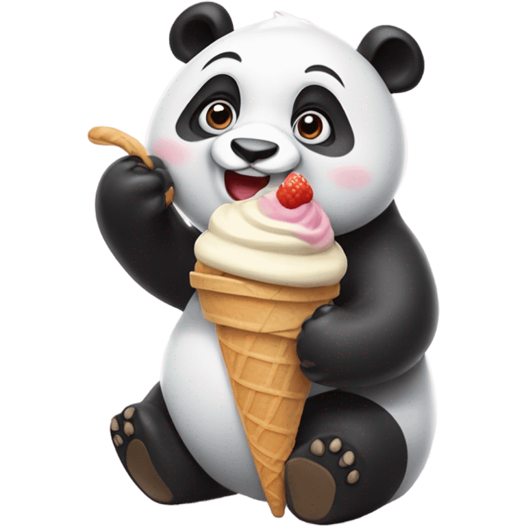 Panda eating ice cream emoji