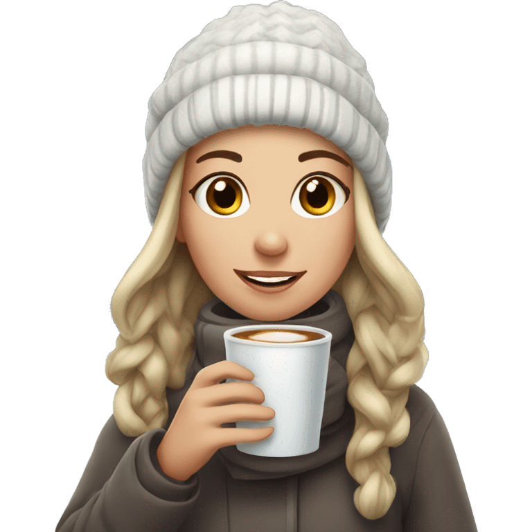 Girl with hot drink in winter emoji