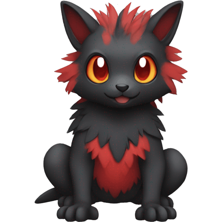 Cute cool black red animal hybrid Fakemon full body emoji