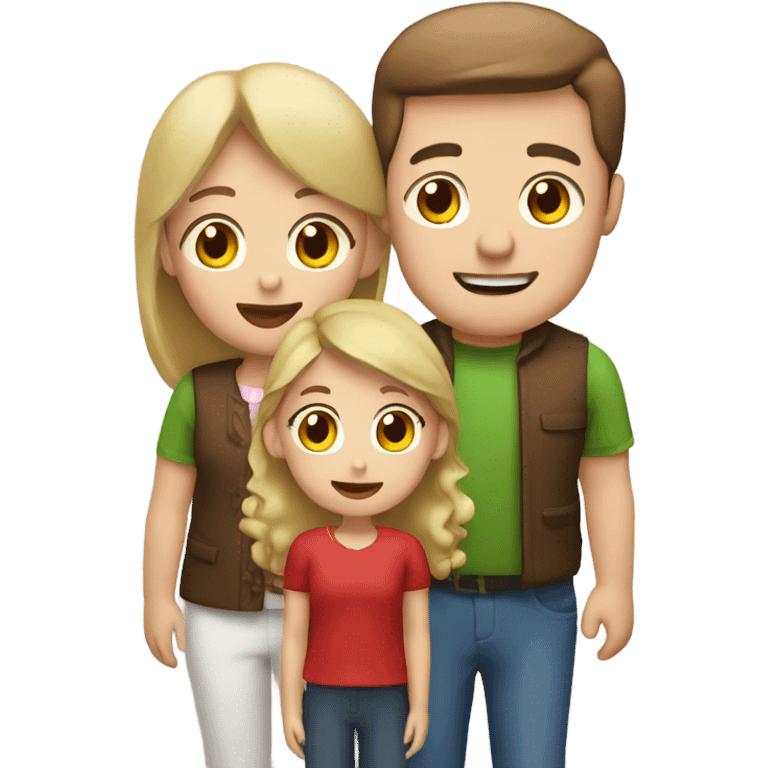 Three people: Brown hair dad , brown hair mom , blond little daughter in Christmas festival  emoji