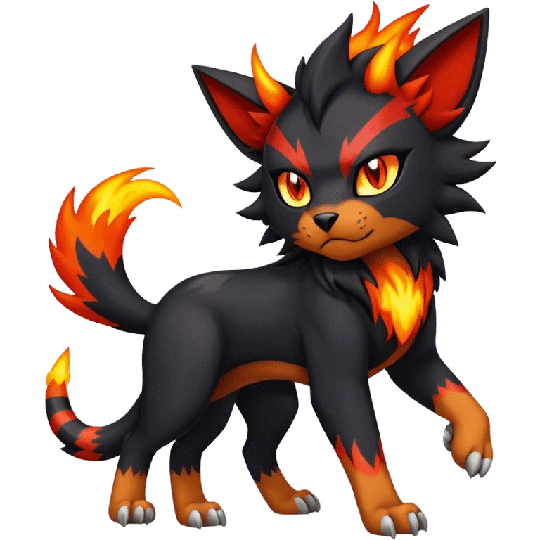 Cool edgy Torracat-Houndour-Litten-Digimon, full body emoji